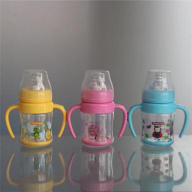 100ml wide neck glass baby feeding bottle with PP cover baby bottle