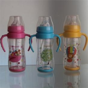 200ml wide neck glass baby feeding bottle with PP cover