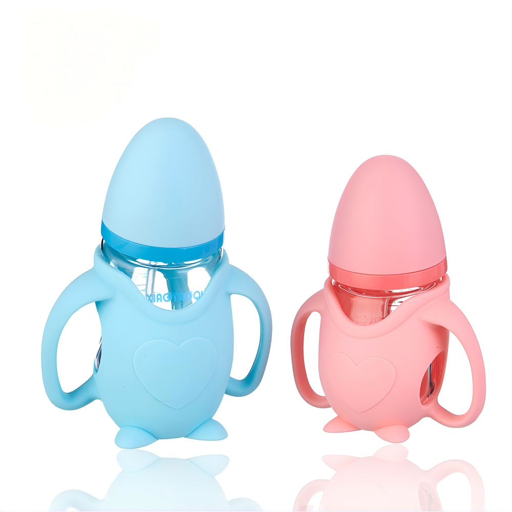 150ml 240ml Glass wide neck bottle with silicone cover