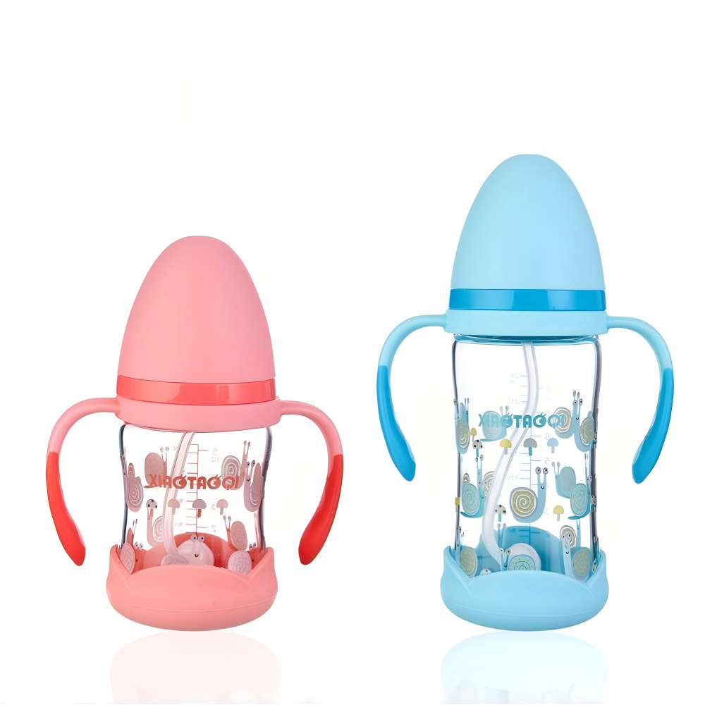 150ml 240ml Glass wide neck baby feeding bottle with silicon base