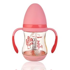 180ml 320ml PPSU wide neck baby feeding bottle with two color handles 2