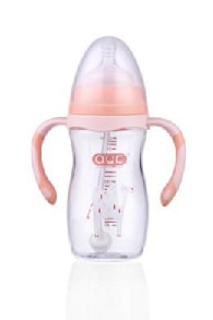 260ml Wide neck Tritan Baby Feeding bottle  with two color handles 2