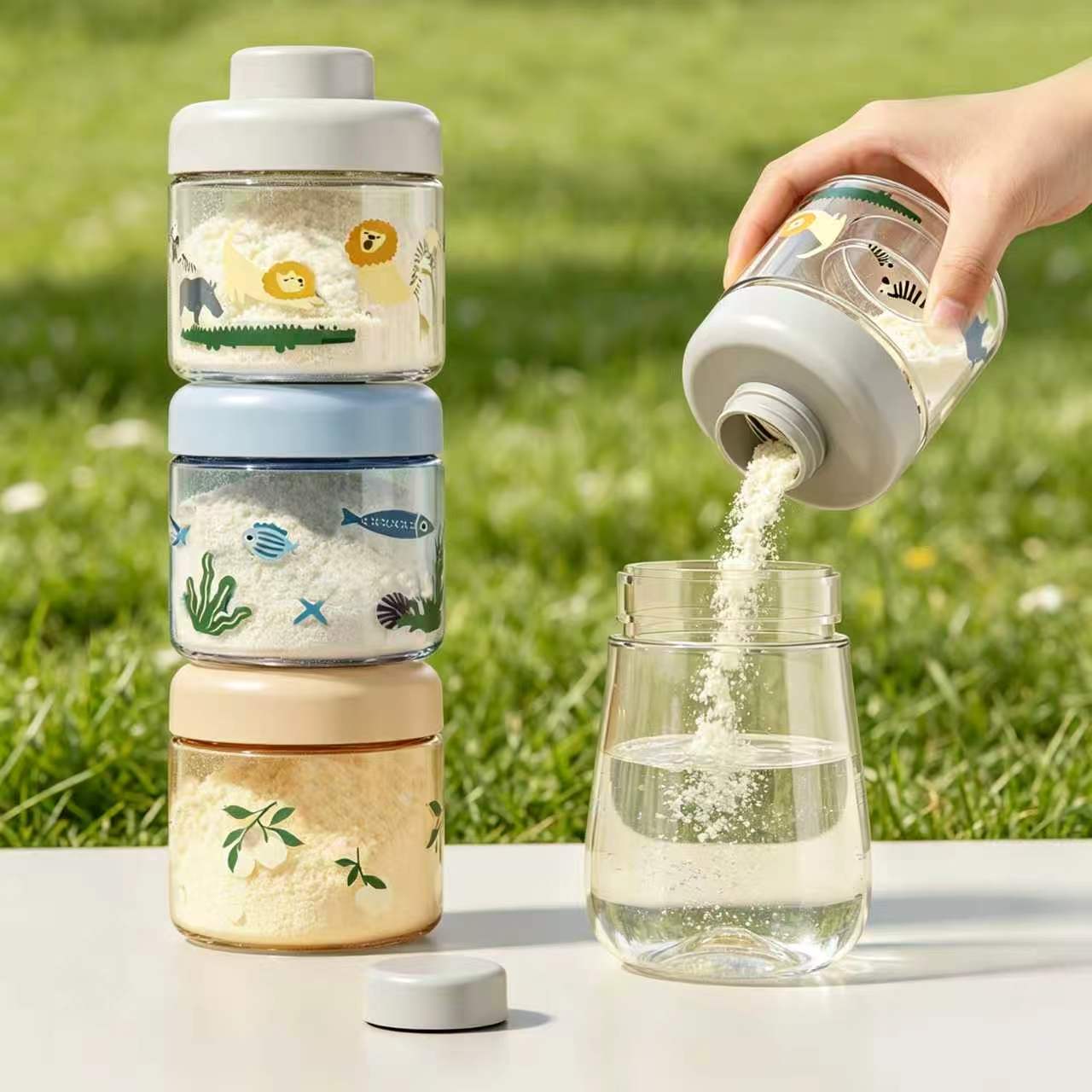 3 Layer Tritan Bottle Body Milk Powder Box(10 scoup each pc)