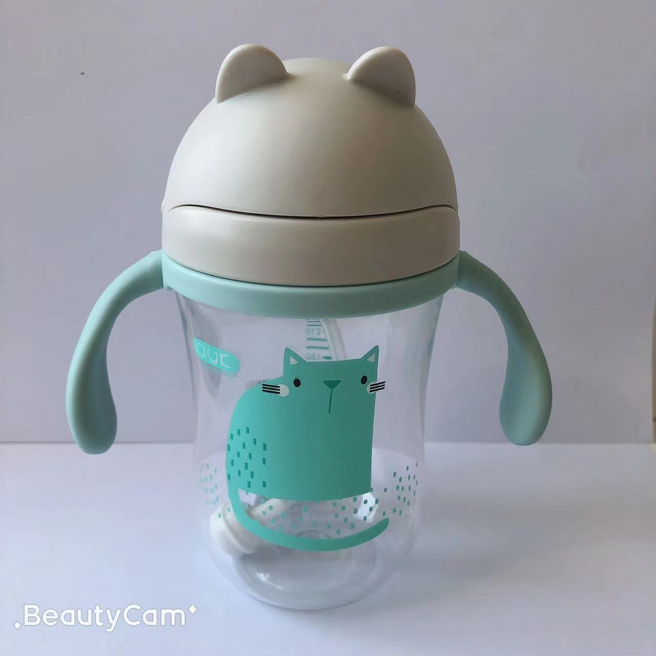220ml 300ml Extra wide neck penguine shape Tritan baby sippy cup 3