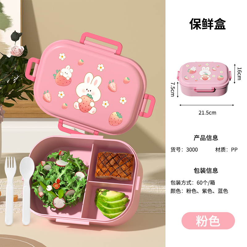 PP Rectangular lunch box with spoon and fork 4
