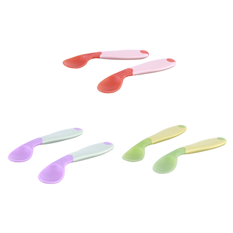 baby bend shape heat sensing feeding spoon 2pcs set
