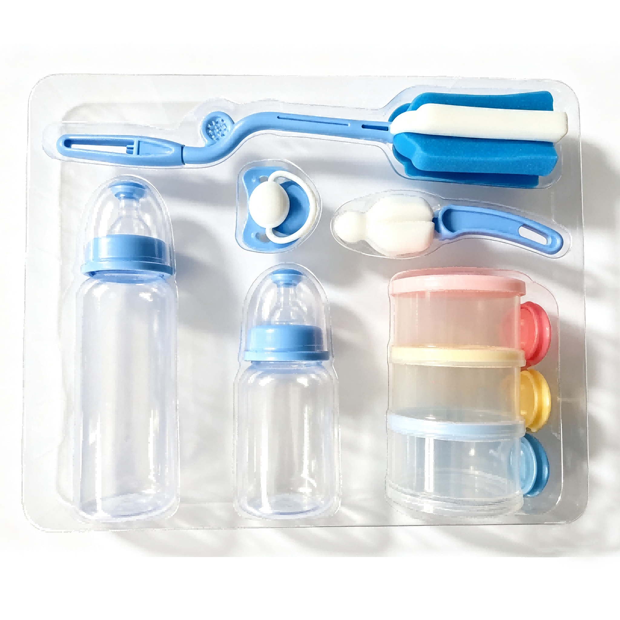 Baby Feeding Bottle with Milk Powder Container with Brush Gift set 6 in 1