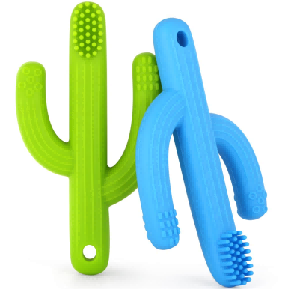 Cactus Shape Silicone Teether Toothbrush 2 in 1