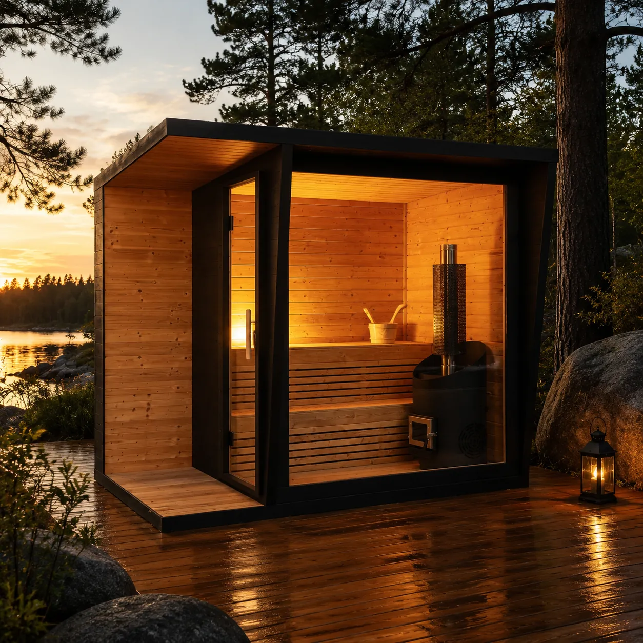 4 Person Luxury Outdoor Traditional Sauna Room | Western Red Cedar Cabin